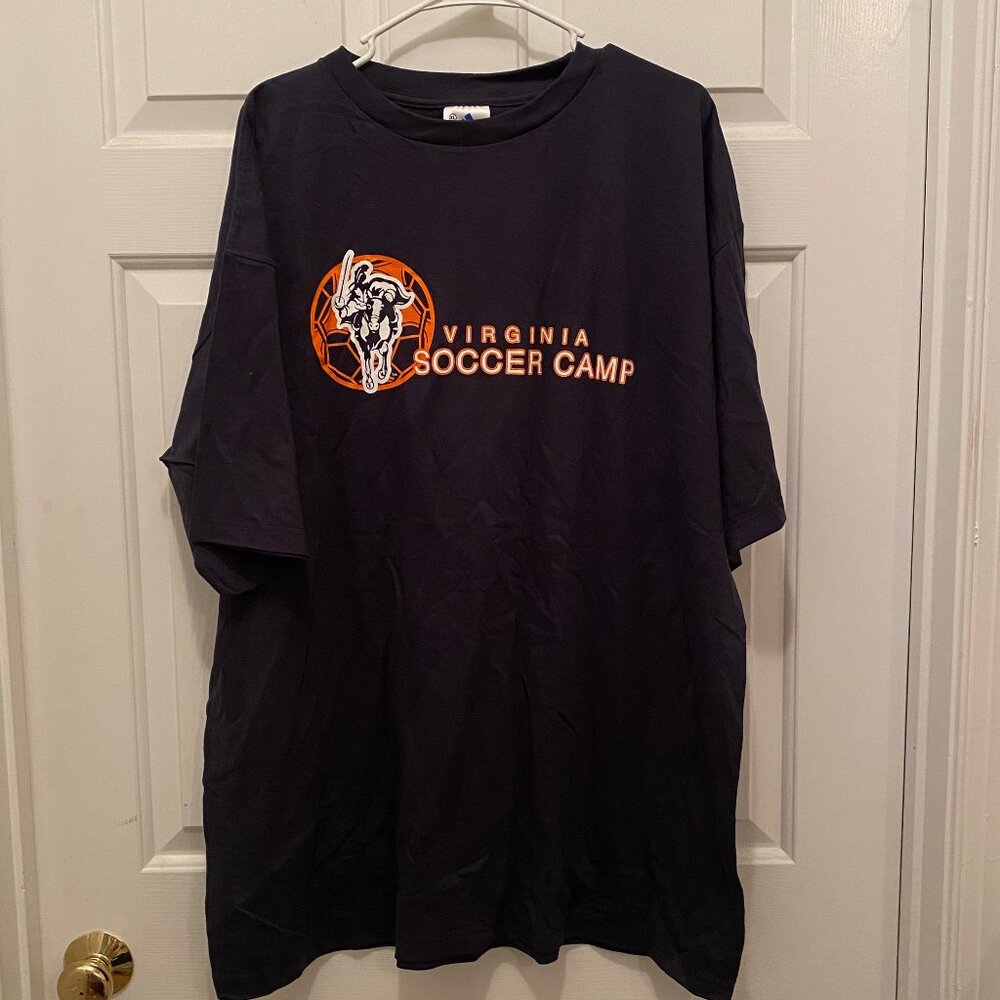 Virginia UVA Cavaliers Soccer Team Camp 1990s Adidas T-Shirt Blue Orange XL